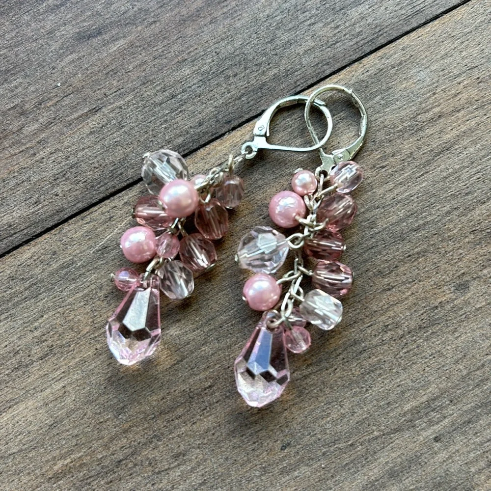 Pink beaded earrings
